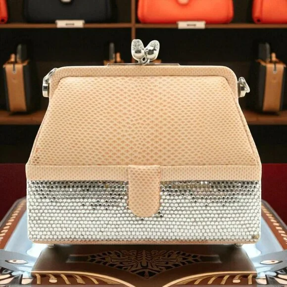 Judith Leiber Swarovski Crystal and Karung Skin Evening Bag with Access/Vintage - Picture 3 of 9